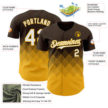 Load image into Gallery viewer, Custom Brown White-Gold 3D Gradient Square Shape Authentic Baseball Jersey