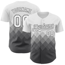 Load image into Gallery viewer, Custom White Steel Gray 3D Gradient Square Shape Authentic Baseball Jersey