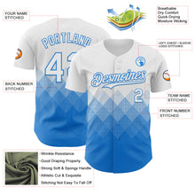 Load image into Gallery viewer, Custom White Electric Blue 3D Gradient Square Shape Authentic Baseball Jersey