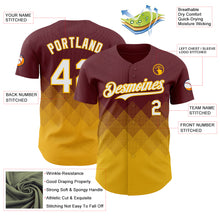 Load image into Gallery viewer, Custom Burgundy White-Gold 3D Gradient Square Shape Authentic Baseball Jersey