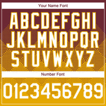 Load image into Gallery viewer, Custom Burgundy White-Gold 3D Gradient Square Shape Authentic Baseball Jersey