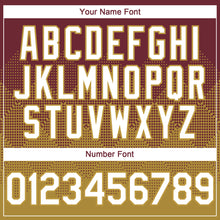 Load image into Gallery viewer, Custom Burgundy White-Old Gold 3D Gradient Square Shape Authentic Baseball Jersey