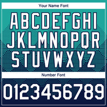 Load image into Gallery viewer, Custom Aqua White-Navy 3D Gradient Square Shape Authentic Baseball Jersey