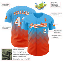 Load image into Gallery viewer, Custom Sky Blue White-Orange 3D Gradient Square Shape Authentic Baseball Jersey