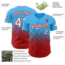 Load image into Gallery viewer, Custom Sky Blue White-Red 3D Gradient Square Shape Authentic Baseball Jersey
