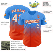 Load image into Gallery viewer, Custom Electric Blue White-Orange 3D Gradient Square Shape Authentic Baseball Jersey