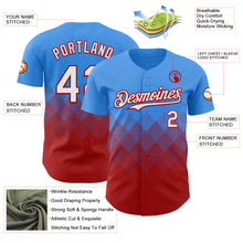 Load image into Gallery viewer, Custom Electric Blue White-Red 3D Gradient Square Shape Authentic Baseball Jersey