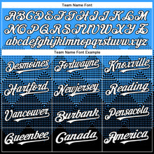 Load image into Gallery viewer, Custom Electric Blue White-Black 3D Gradient Square Shape Authentic Baseball Jersey