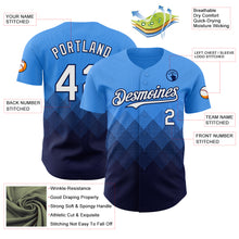 Load image into Gallery viewer, Custom Electric Blue White-Navy 3D Gradient Square Shape Authentic Baseball Jersey