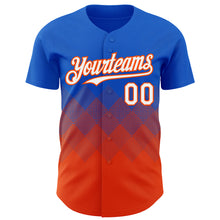Load image into Gallery viewer, Custom Thunder Blue White-Orange 3D Gradient Square Shape Authentic Baseball Jersey