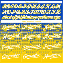 Load image into Gallery viewer, Custom Thunder Blue White-Yellow 3D Gradient Square Shape Authentic Baseball Jersey