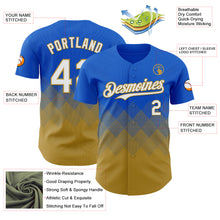 Load image into Gallery viewer, Custom Thunder Blue White-Old Gold 3D Gradient Square Shape Authentic Baseball Jersey