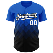 Load image into Gallery viewer, Custom Thunder Blue White-Black 3D Gradient Square Shape Authentic Baseball Jersey