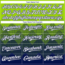 Load image into Gallery viewer, Custom Neon Green White-Navy 3D Gradient Square Shape Authentic Baseball Jersey