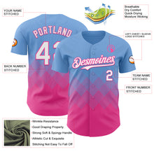 Load image into Gallery viewer, Custom Light Blue White-Pink 3D Gradient Square Shape Authentic Baseball Jersey