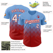 Load image into Gallery viewer, Custom Light Blue White-Red 3D Gradient Square Shape Authentic Baseball Jersey
