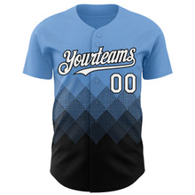 Load image into Gallery viewer, Custom Light Blue White-Black 3D Gradient Square Shape Authentic Baseball Jersey