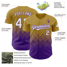 Load image into Gallery viewer, Custom Old Gold White-Purple 3D Gradient Square Shape Authentic Baseball Jersey