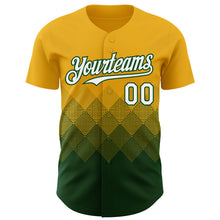 Load image into Gallery viewer, Custom Gold White-Green 3D Gradient Square Shape Authentic Baseball Jersey