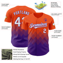 Load image into Gallery viewer, Custom Orange White-Purple 3D Gradient Square Shape Authentic Baseball Jersey