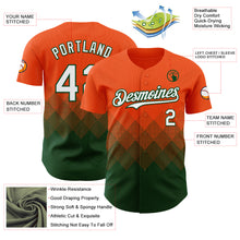 Load image into Gallery viewer, Custom Orange White-Green 3D Gradient Square Shape Authentic Baseball Jersey