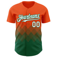 Load image into Gallery viewer, Custom Orange White-Kelly Green 3D Gradient Square Shape Authentic Baseball Jersey