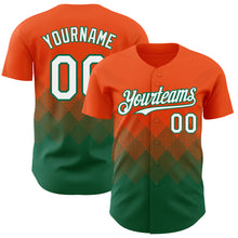 Load image into Gallery viewer, Custom Orange White-Kelly Green 3D Gradient Square Shape Authentic Baseball Jersey