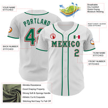 Load image into Gallery viewer, Custom White Kelly Green-Red 3D Mexico Mexican Flag Authentic Baseball Jersey