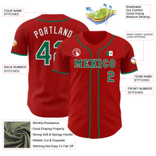 Load image into Gallery viewer, Custom Red Kelly Green-White 3D Mexico Mexican Flag Authentic Baseball Jersey