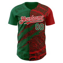 Load image into Gallery viewer, Custom Red Green Kelly Green-White 3D Mexico Scratch Authentic Baseball Jersey