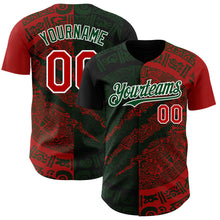 Load image into Gallery viewer, Custom Red Green-White 3D Mexico Scratch Authentic Baseball Jersey