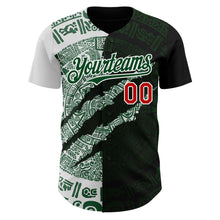 Load image into Gallery viewer, Custom Black Red Green-White 3D Mexico Scratch Authentic Baseball Jersey