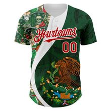 Load image into Gallery viewer, Custom Green Red Kelly Green-White 3D Mexico Authentic Baseball Jersey