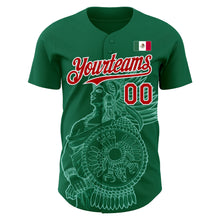 Load image into Gallery viewer, Custom Kelly Green Red-White 3D Mexico Mexican Flag Authentic Baseball Jersey
