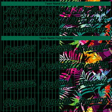 Load image into Gallery viewer, Custom Black Kelly Green 3D Pattern Design Pinstripe Tropical Palm Leaves Authentic Baseball Jersey