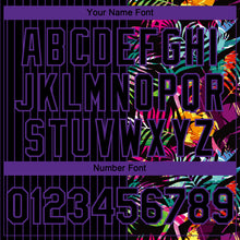 Load image into Gallery viewer, Custom Black Purple 3D Pattern Design Pinstripe Tropical Palm Leaves Authentic Baseball Jersey