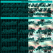 Load image into Gallery viewer, Custom Black Aqua 3D Pattern Design Pinstripe Tropical Palm Leaves Authentic Baseball Jersey
