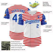Load image into Gallery viewer, Custom White Thunder Blue-Red 3D Patriotic American Flag Authentic Baseball Jersey