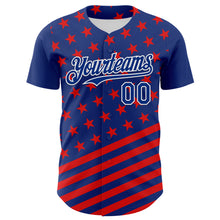 Load image into Gallery viewer, Custom Royal Red-White 3D Patriotic American Flag Authentic Baseball Jersey