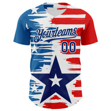 Load image into Gallery viewer, Custom White US Navy Blue-Red 3D Patriotic American Flag Authentic Baseball Jersey
