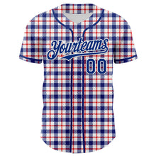 Load image into Gallery viewer, Custom White Royal-Red 3D Pattern Design Patriotic American Symbol Plaid Authentic Baseball Jersey