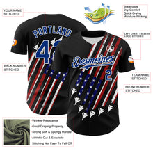 Load image into Gallery viewer, Custom Black Royal Red-White 3D Patriotic American Flag Authentic Baseball Jersey