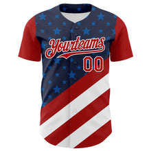 Load image into Gallery viewer, Custom Navy Red-White 3D Patriotic American Flag Authentic Baseball Jersey