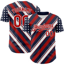 Load image into Gallery viewer, Custom Navy Red-White 3D Patriotic American Flag Authentic Baseball Jersey