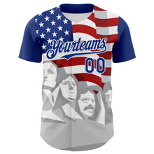 Load image into Gallery viewer, Custom Royal Red Gray-White 3D Patriotic American Flag And President's Day Authentic Baseball Jersey