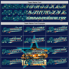 Load image into Gallery viewer, Custom Navy Vintage USA Flag-Teal 3D Patriotic American Symbol Fire Truck Authentic Baseball Jersey