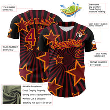 Load image into Gallery viewer, Custom Black Maroon-Bay Orange 3D Pattern Design Patriotic American Symbol Star Authentic Baseball Jersey