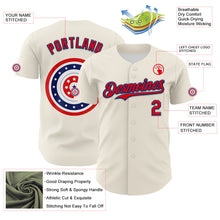 Load image into Gallery viewer, Custom Cream Fire Red-US Navy Blue 3D Patriotic American Flag Authentic Baseball Jersey
