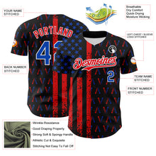 Load image into Gallery viewer, Custom Black Thunder Blue Fire Red-White 3D Patriotic American Flag Authentic Baseball Jersey