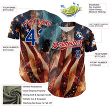 Load image into Gallery viewer, Custom Blue Royal Red-White 3D Patriotic American Flag Authentic Baseball Jersey
